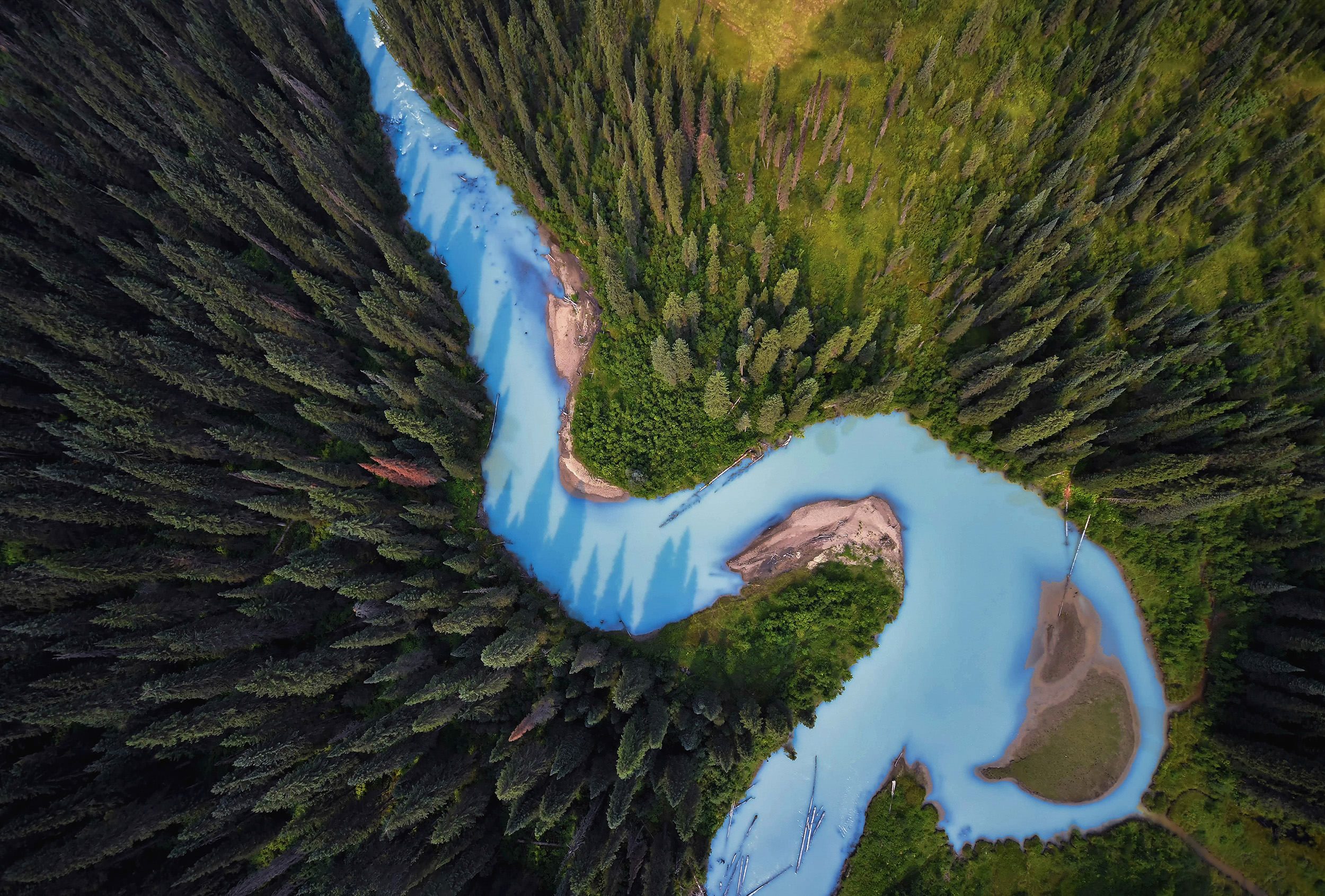 Aerial view of the Holmes River, British Columbia